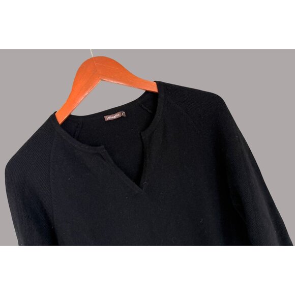 J.McLaughlin Black Cashmere Split Neck Sweater Tunic Preppy Womens M - Picture 6 of 7